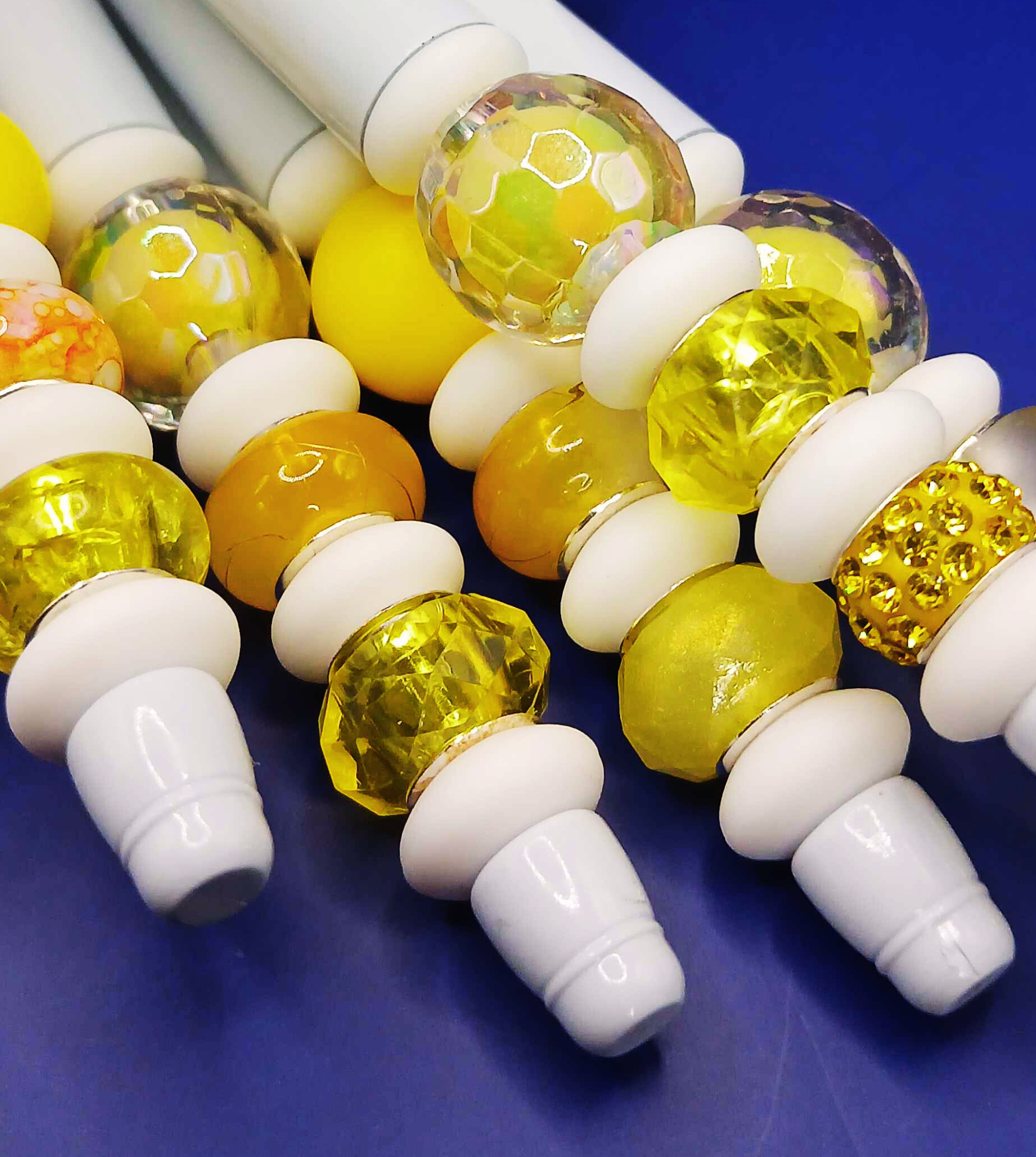 Showcase of handcrafted yellow pens 1